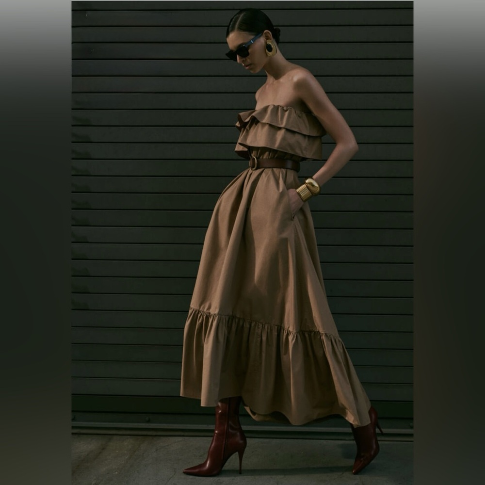 Yves Saint Laurent Tan Midi Dress IT 38-40, Fr 34-36 size